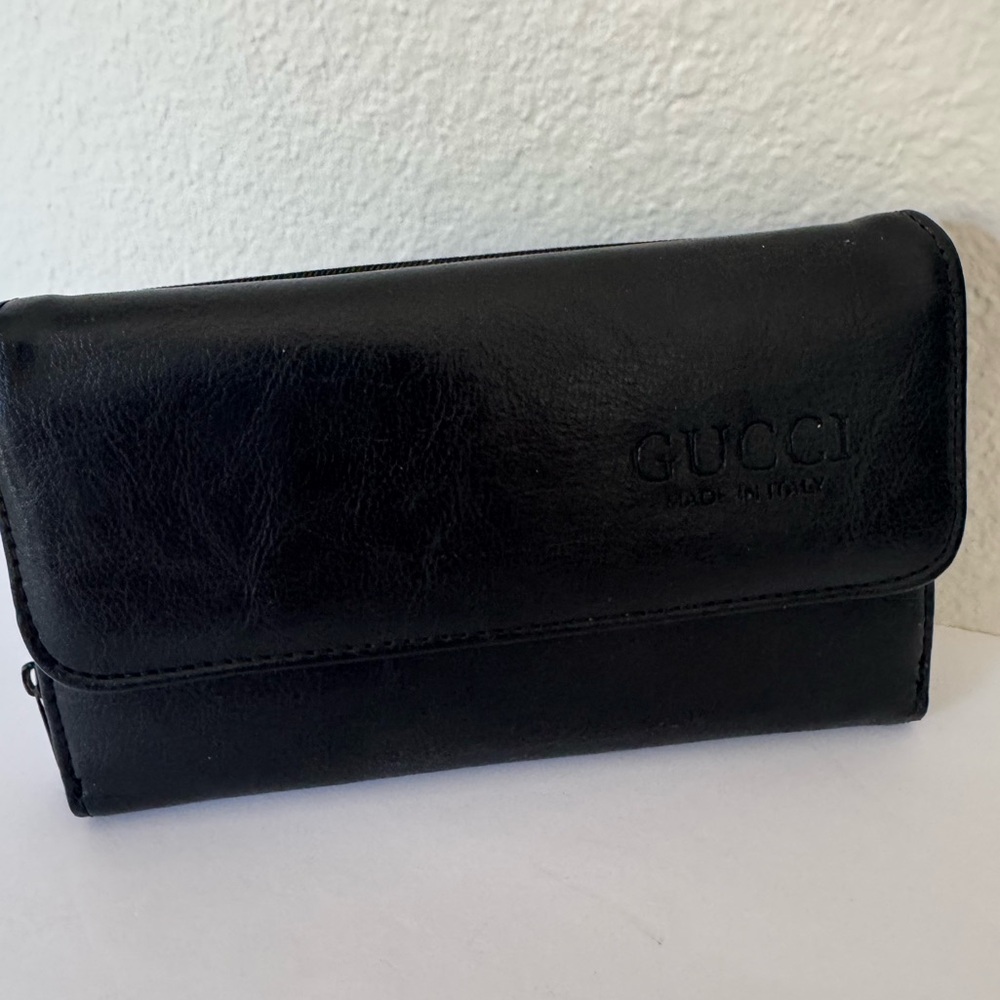 Gucci Black Leather Continental Wallet